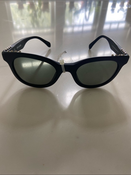 Zadig & Voltaire Black Frame Sunglasses with Green Lenses and Stud Temples main image 12